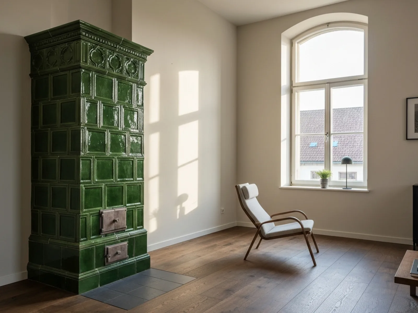 Maisonette-Loft Ravensburg — Kachelofen